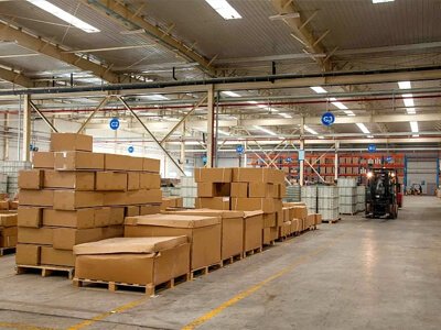 Warehouse floor levelling compound application