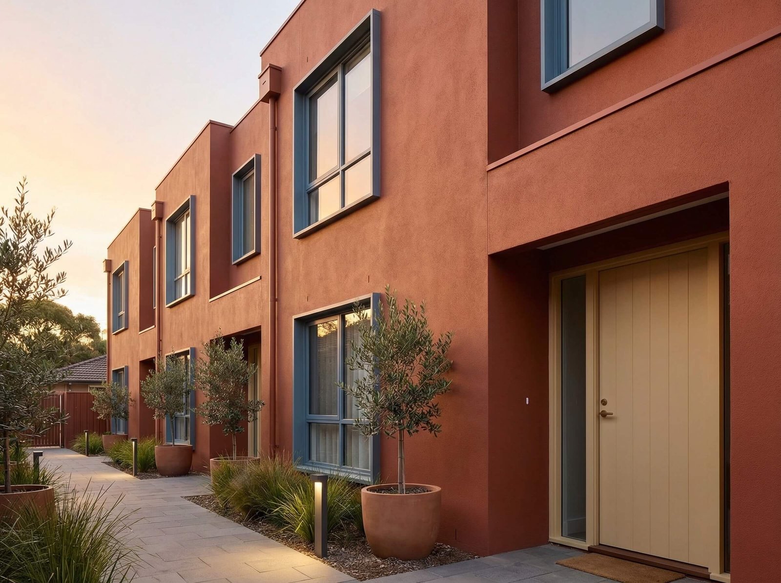 Real estate development project using UV resistant exterior paint